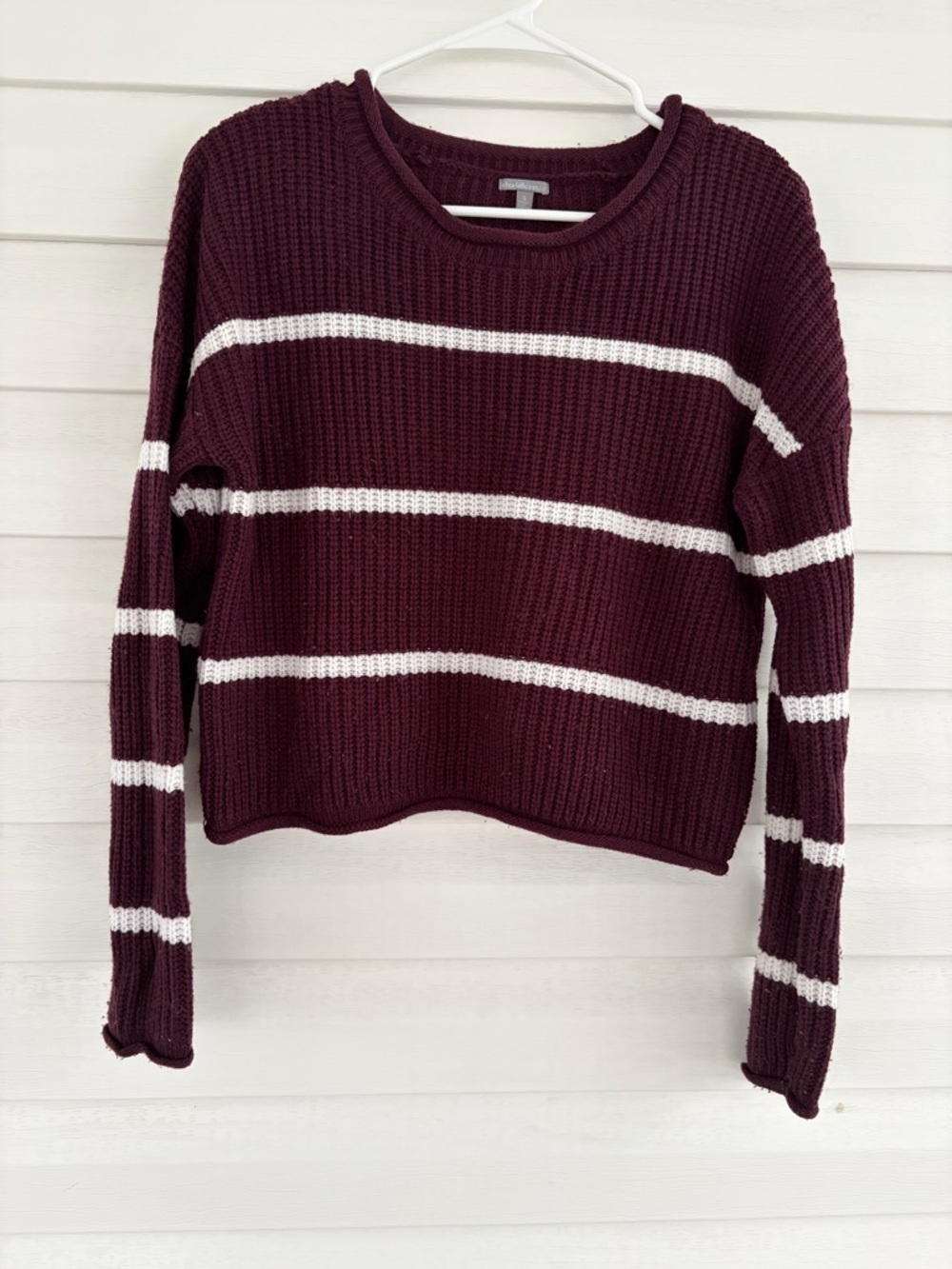 Charlotte Russe Burgundy and White Striped Sweater
